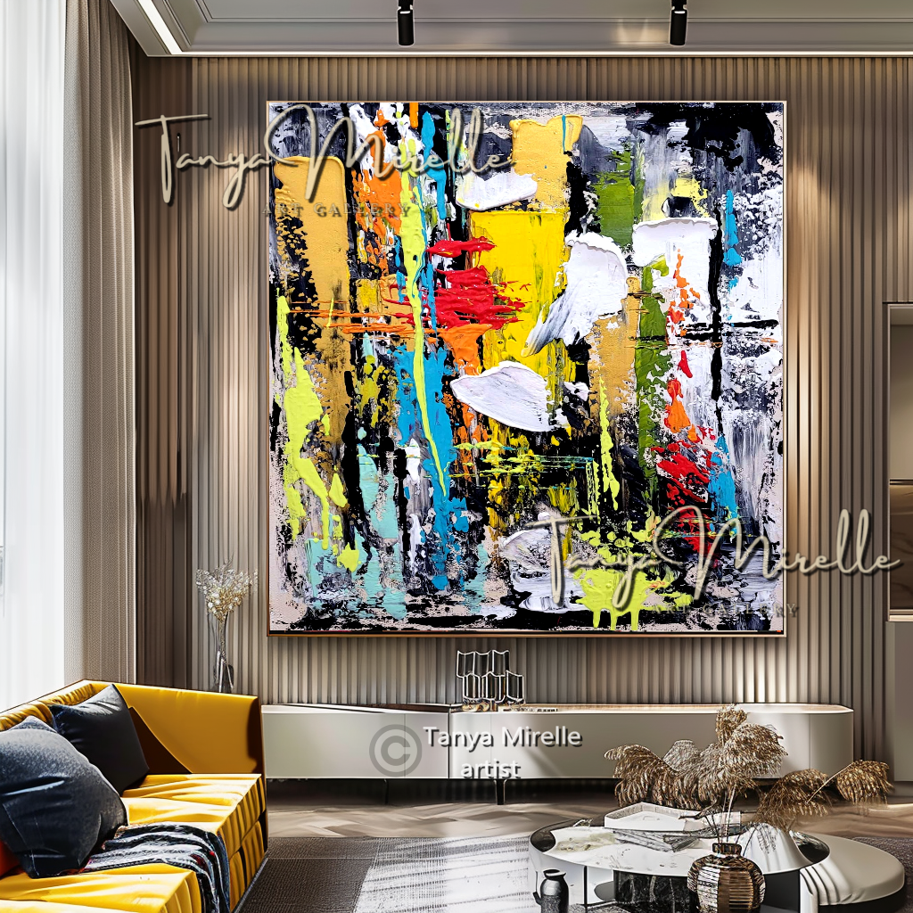Colorful Abstract Painting on Canvas - Modern Textured Wall Art #117