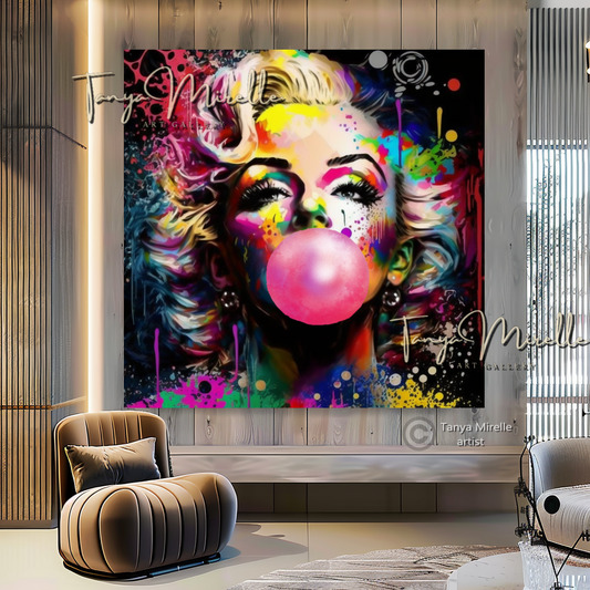 Colorful Marilyn Monroe Bubble Gum Art, Pop Art Print B canvas print canvas wall art celebriti art giclée prints graffiti art print graffiti canvas graffiti canvas art iconic art portrait large canvas print large wall art Large Wall Art Decor merilyn monroe art print Merilyn Monroe painting modern abstract art modern art print pop art print print on canvas ready to hang canvas street art on canvas stretched canvas art wall art prints