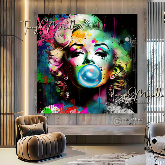 Colorful Marilyn Monroe Bubble Gum Art, Pop Art Print D canvas print canvas wall art celebriti art giclée prints graffiti art print graffiti canvas graffiti canvas art iconic art portrait large canvas print large wall art Large Wall Art Decor merilyn monroe art print Merilyn Monroe painting modern abstract art modern art print pop art print print on canvas ready to hang canvas street art on canvas stretched canvas art wall art prints