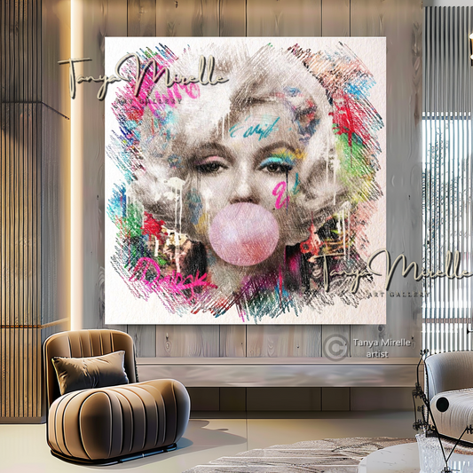 Marilyn Monroe Bubble Gum Art, Drawn in Pencil Art Print A canvas print canvas wall art celebriti art giclée prints graffiti art print graffiti canvas graffiti canvas art iconic art portrait large canvas print large wall art Large Wall Art Decor merilyn monroe art print Merilyn Monroe painting modern abstract art modern art print pop art print print on canvas ready to hang canvas street art on canvas stretched canvas art wall art prints