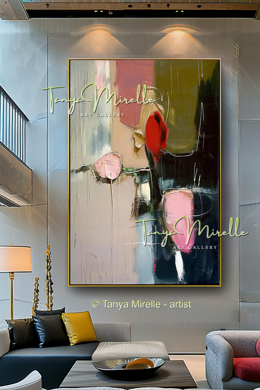 Floral Abstract Painting - Modern Flower Wall Art #161