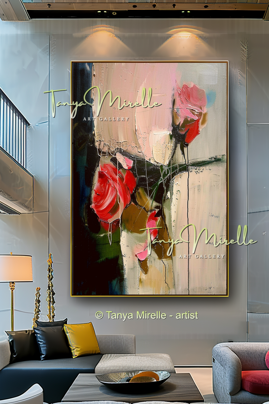 Floral Abstract Painting - Modern Flower Wall Art #161