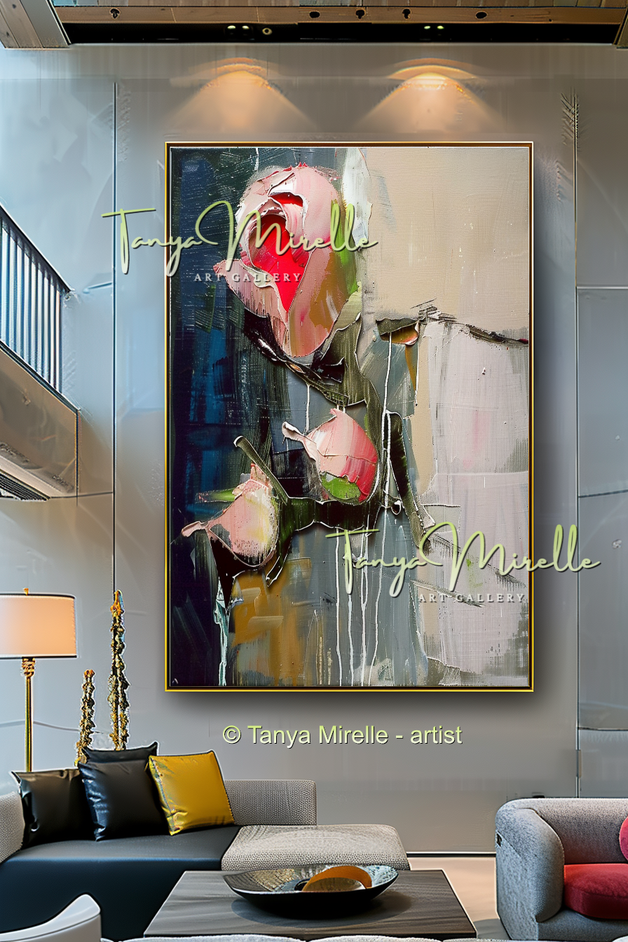 Floral Abstract Painting - Modern Flower Wall Art #161