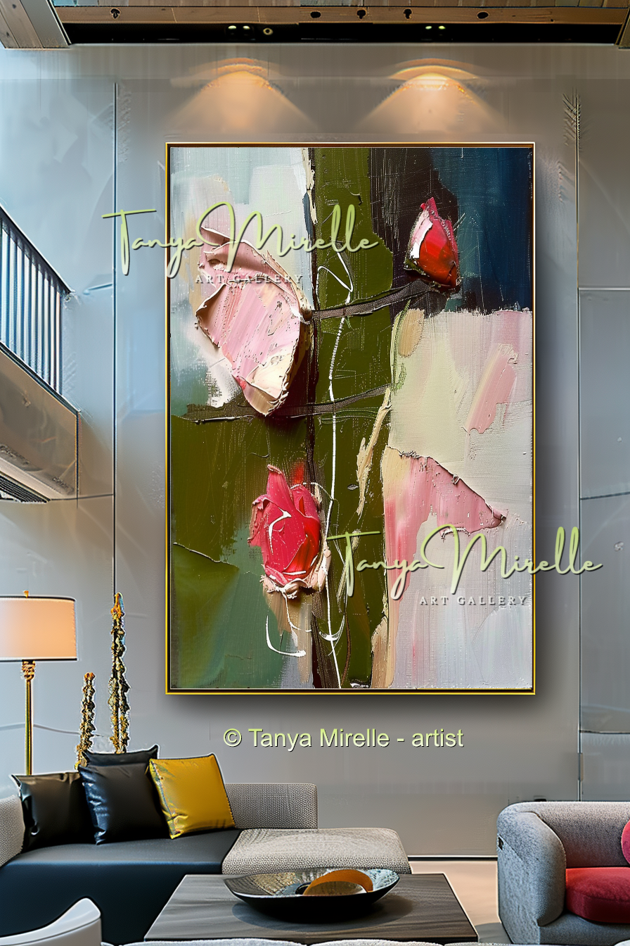 Floral Abstract Painting - Modern Flower Wall Art #162