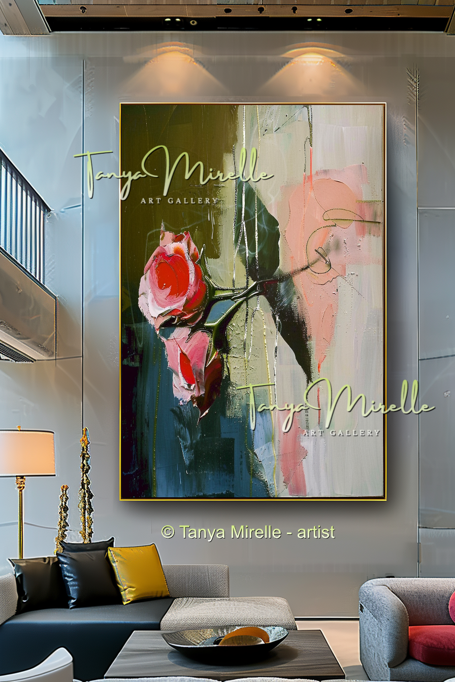 Floral Abstract Painting - Modern Flower Wall Art #162
