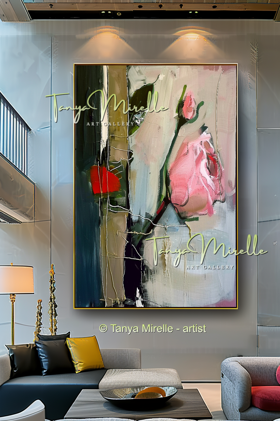 Floral Abstract Painting - Modern Flower Wall Art #162