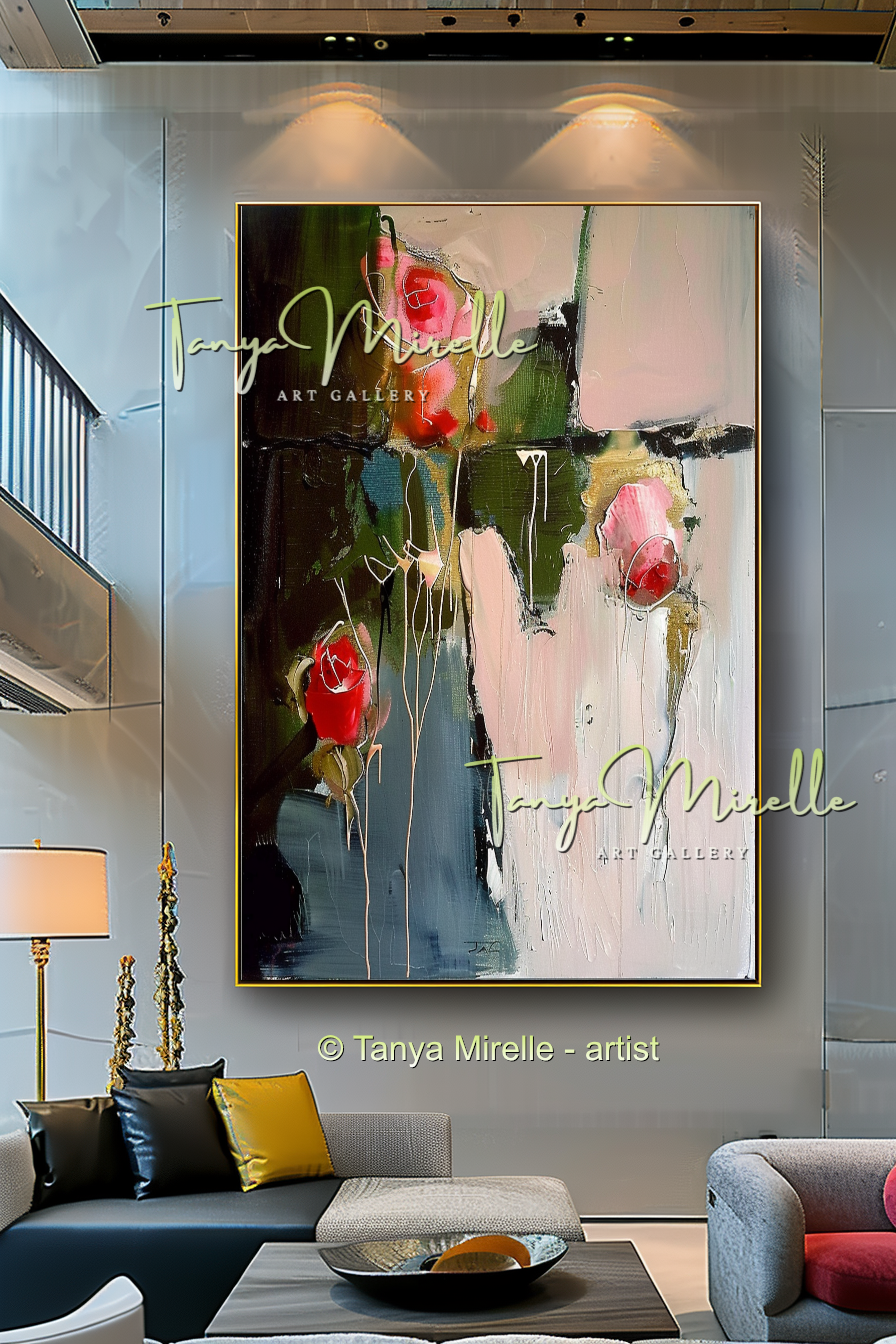Floral Abstract Painting - Modern Flower Wall Art #163