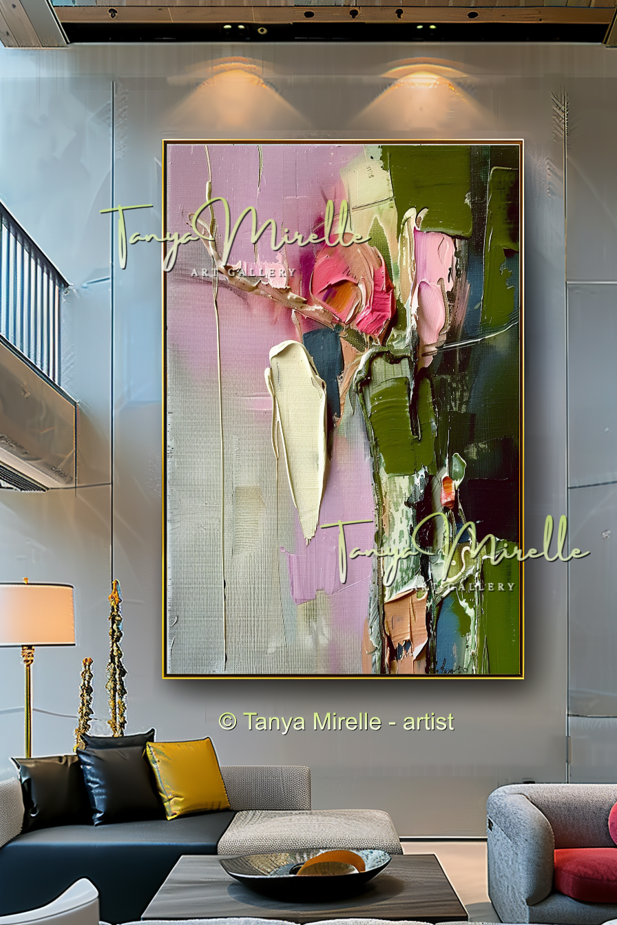 Floral Abstract Painting - Modern Flower Wall Art #163
