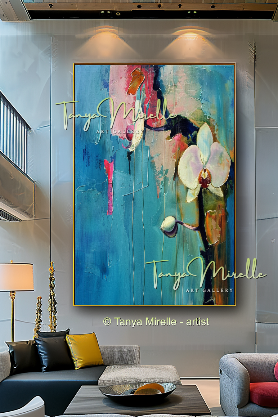 Abstract Orchid Painting - Modern Floral Wall Art #177