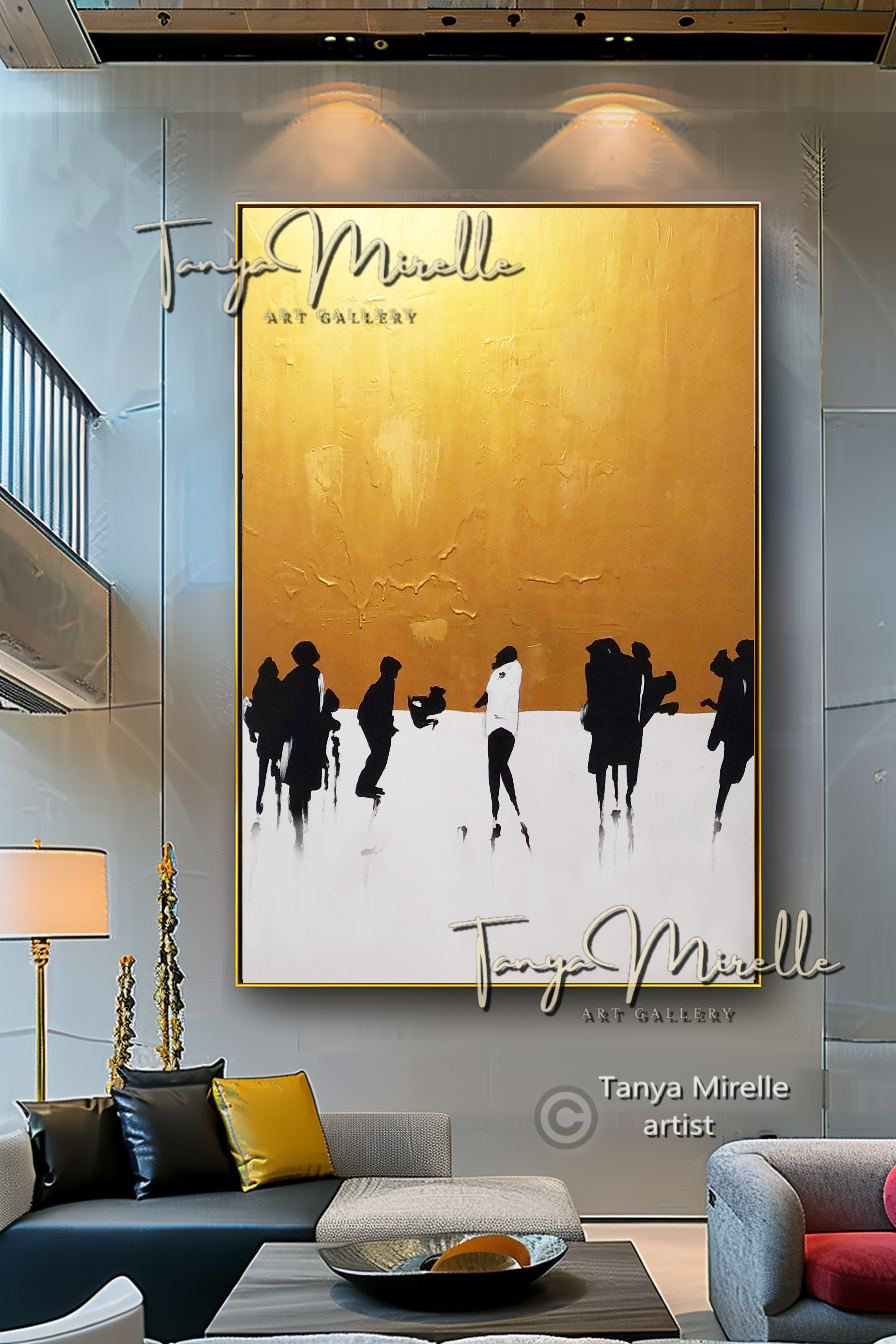 Golden Hour Stroll – Contemporary Figurative Painting - Minimalist Urban Wall Art #41