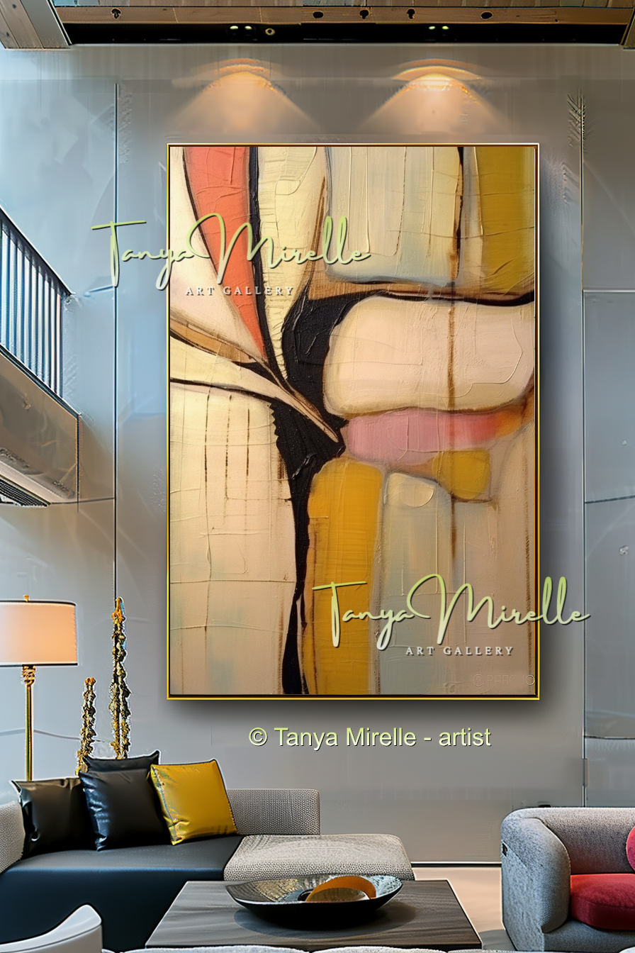 Beige Minimalist Modern Abstract Impasto Painting #146