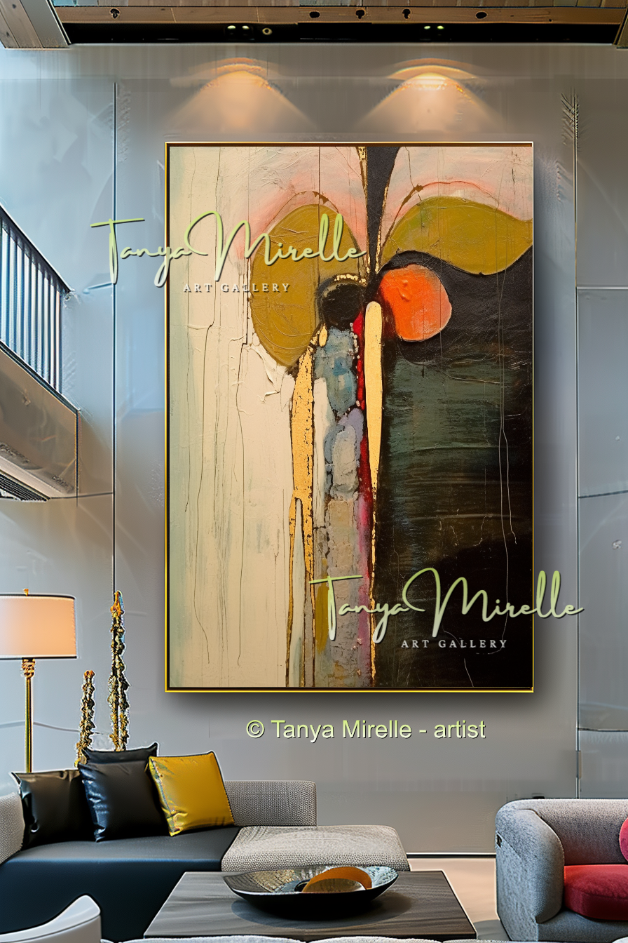 Beige Orange Modern Abstract Impasto Painting #145