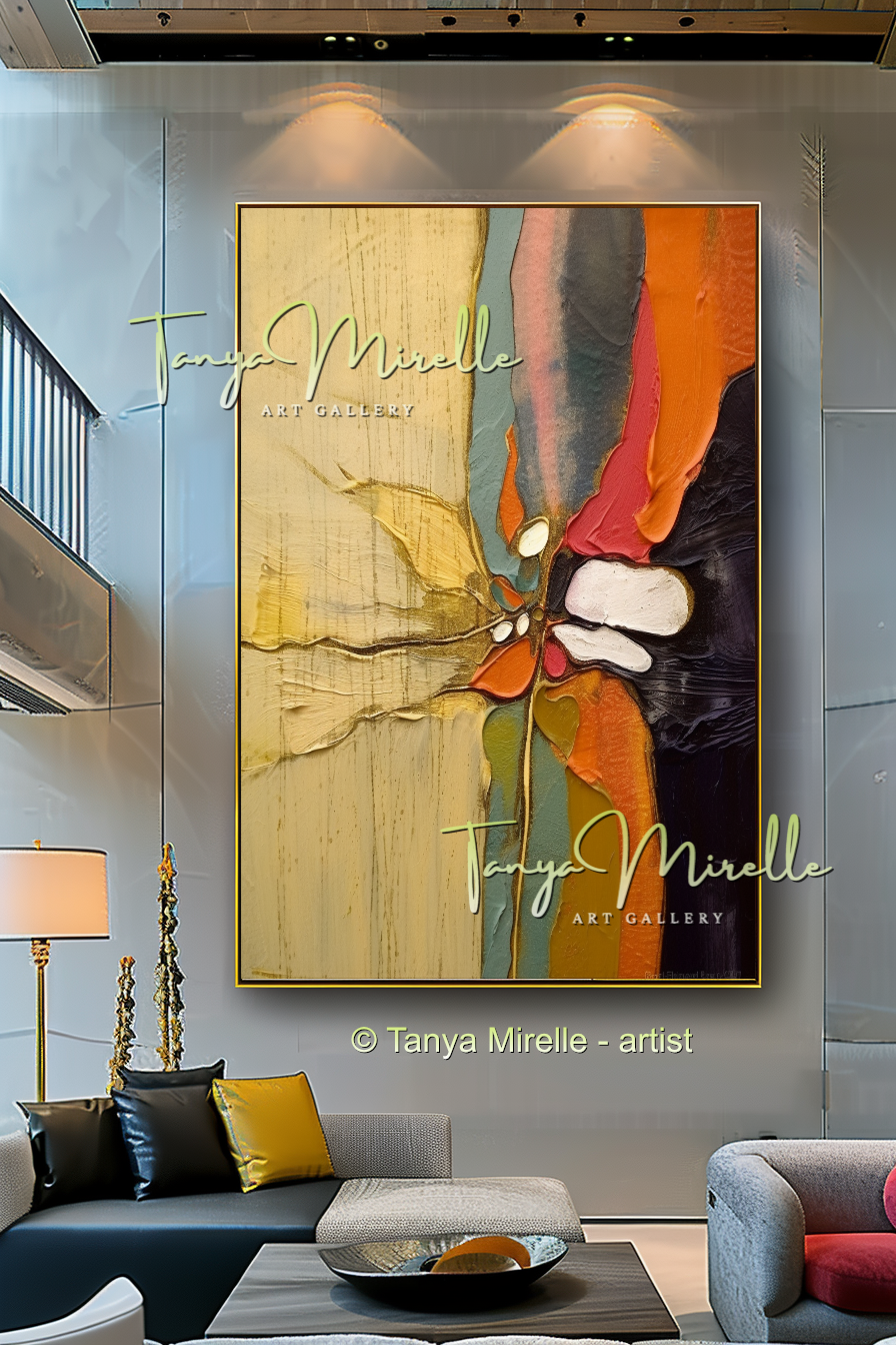 Beige Orange Modern Abstract Impasto Painting #145