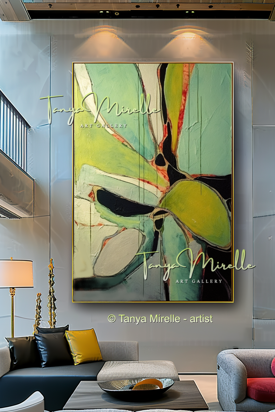 Vivid Green Modern Abstract Impasto Painting #148