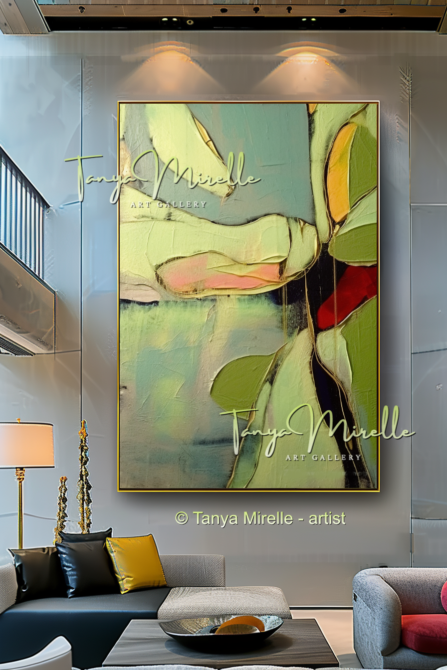 Vivid Green Modern Abstract Impasto Painting #148