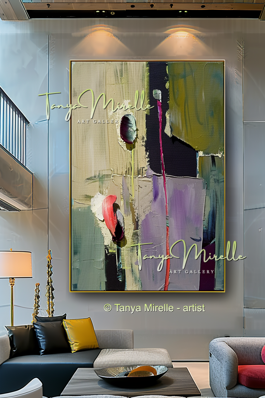 Abstract Green Canvas - Modern Floral Wall Art #155