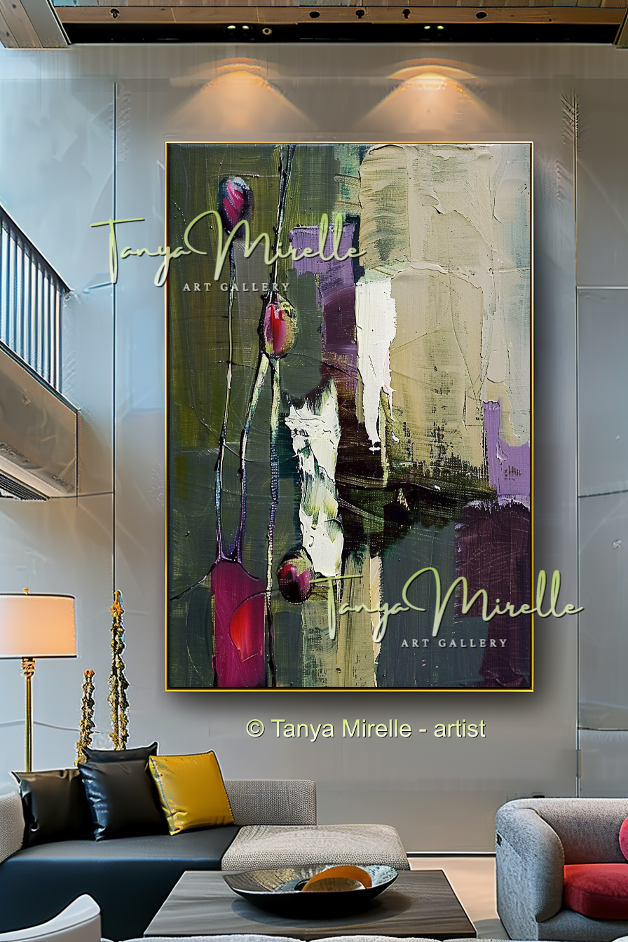 Abstract Green Canvas - Modern Floral Wall Art #155