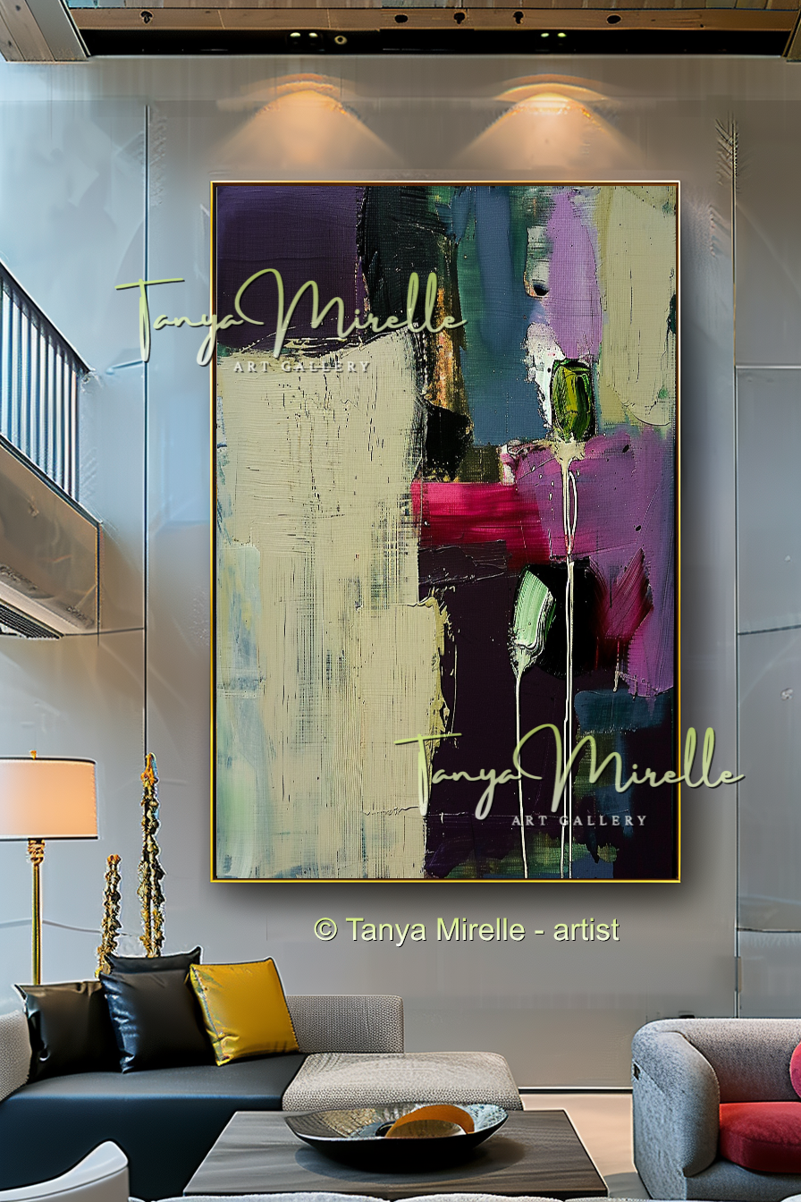 Abstract Green Canvas - Modern Floral Wall Art #155