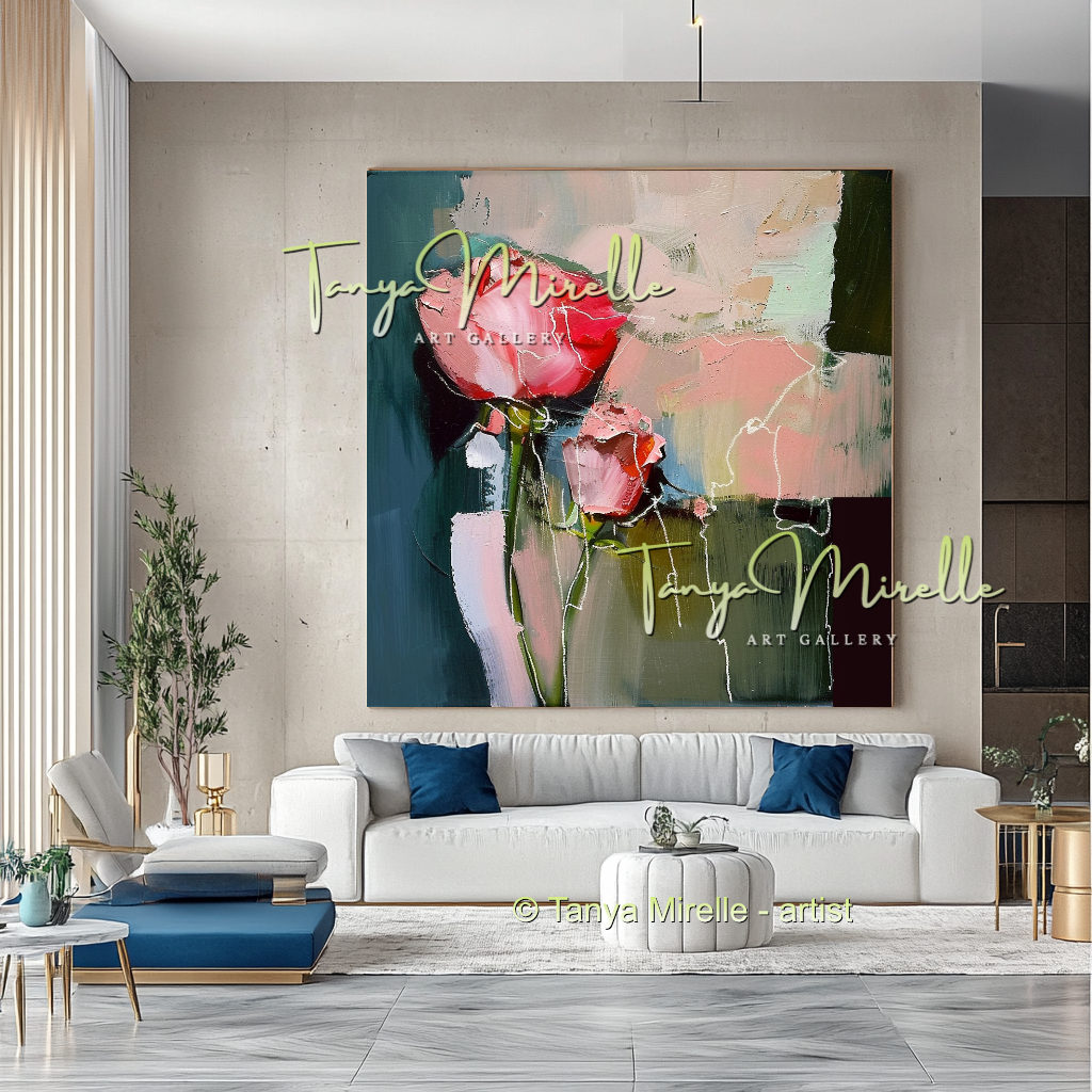 Floral Abstract Painting - Modern Flower Wall Art #160