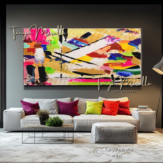 Abstract Painting - Colorful Impasto Oil Painting on Canvas #18, No Frame abstract art abstract expressionism artistic gift colorful painting contemporary painting creative painting dreamy art fine art gallery art handmade painting high-relief art home decor home office decor impasto oil painting kaleidoscope art large wall art living room art modern wall art multicolor abstract original artwork textured canvas thick paint strokes unique decor vibrant colors