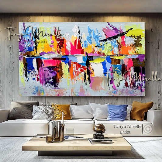 Vibrant Abstract Impasto Painting - Colorful Modern Wall Art #129
