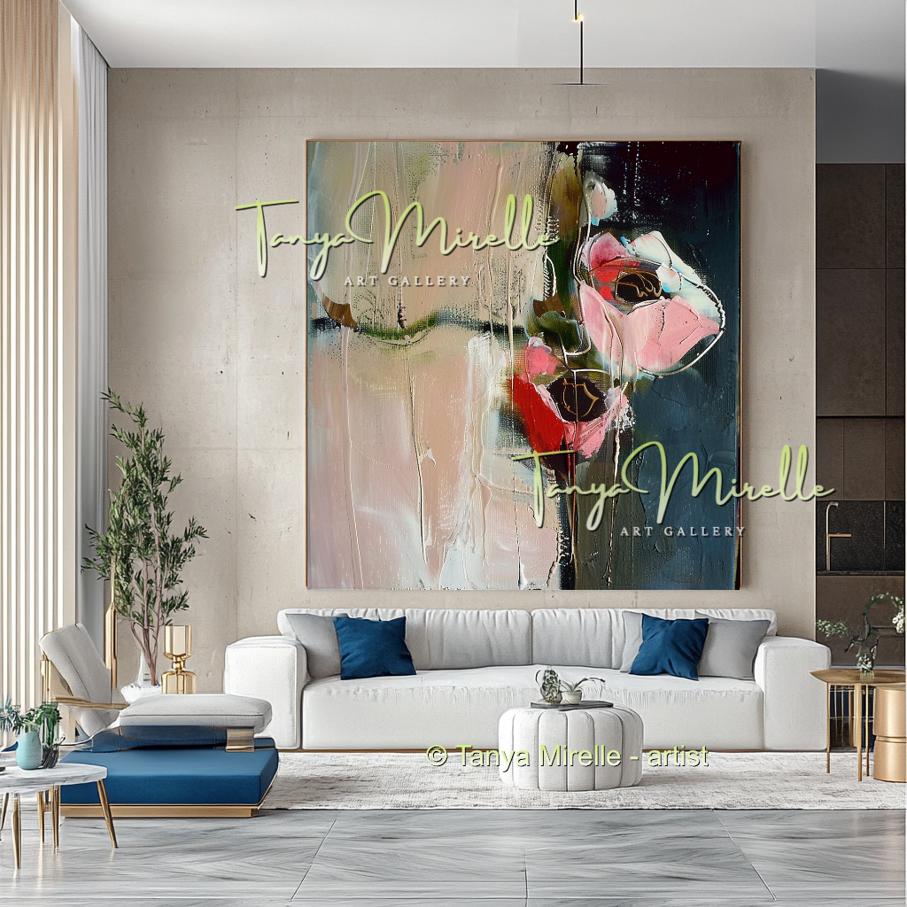 Floral Abstract Painting - Modern Flower Wall Art #160