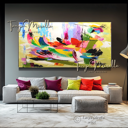 Modern Abstract Wall Art - Colorful Impasto Oil Painting on Canvas #20, No Frame abstract art abstract expressionism artistic gift colorful painting contemporary painting creative painting dreamy art fine art gallery art handmade painting high-relief art home decor home office decor impasto oil painting kaleidoscope art large wall art living room art modern wall art multicolor abstract original artwork textured canvas thick paint strokes unique decor vibrant colors