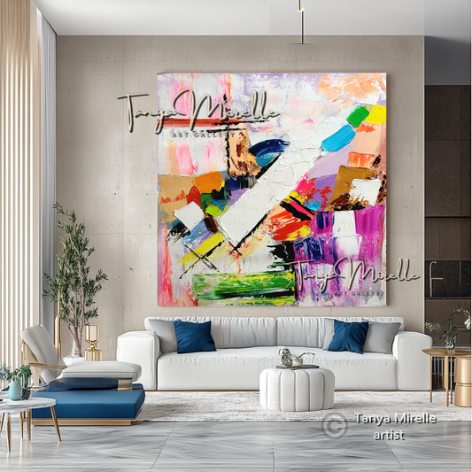 Large Abstract Impasto Painting - Colorful Modern Wall Art on Canvas #71