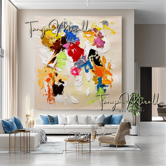 Colorful Abstract Impasto Painting - Textured Modern Wall Art #126