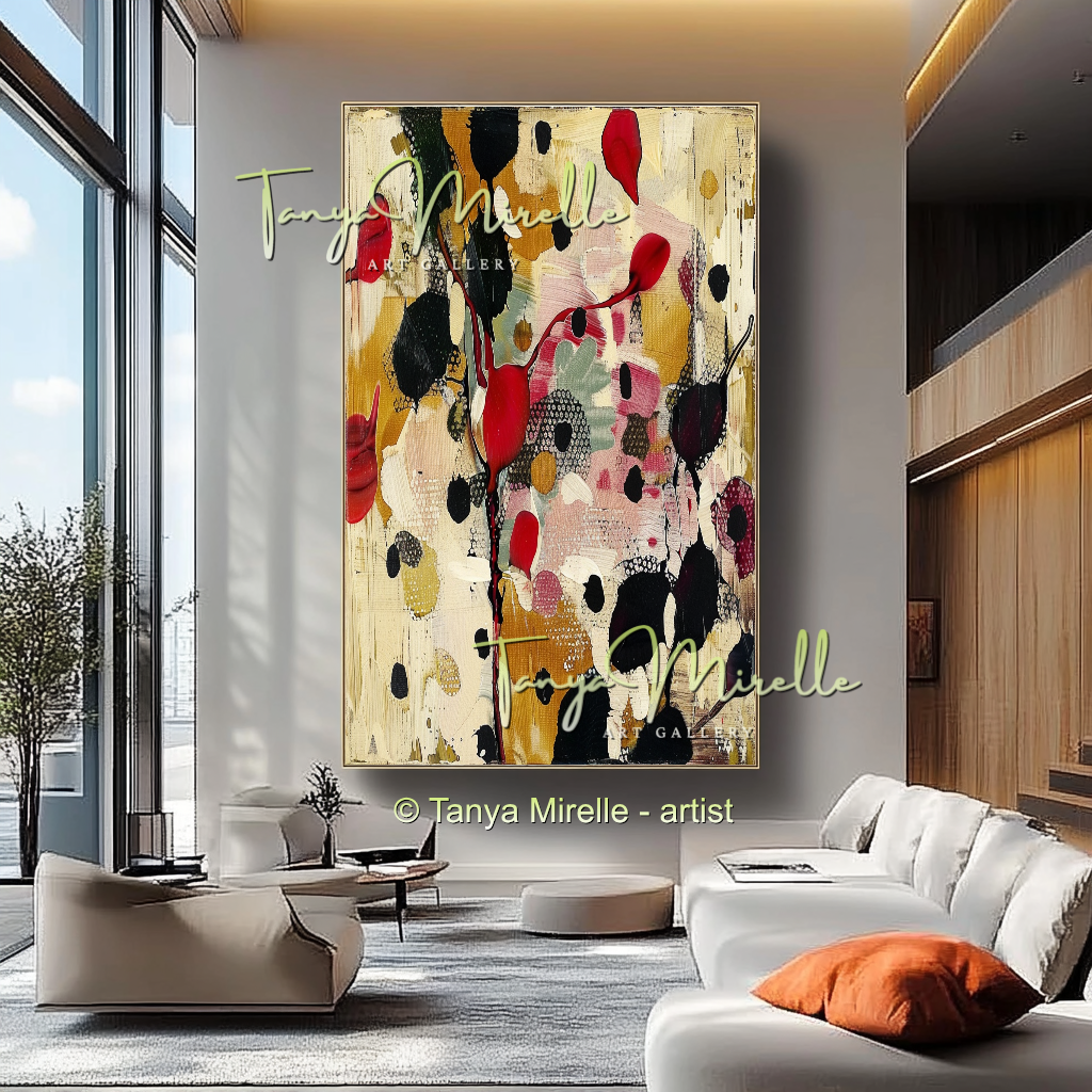 Dinamatic Red and Green Abstract Impasto Painting #209