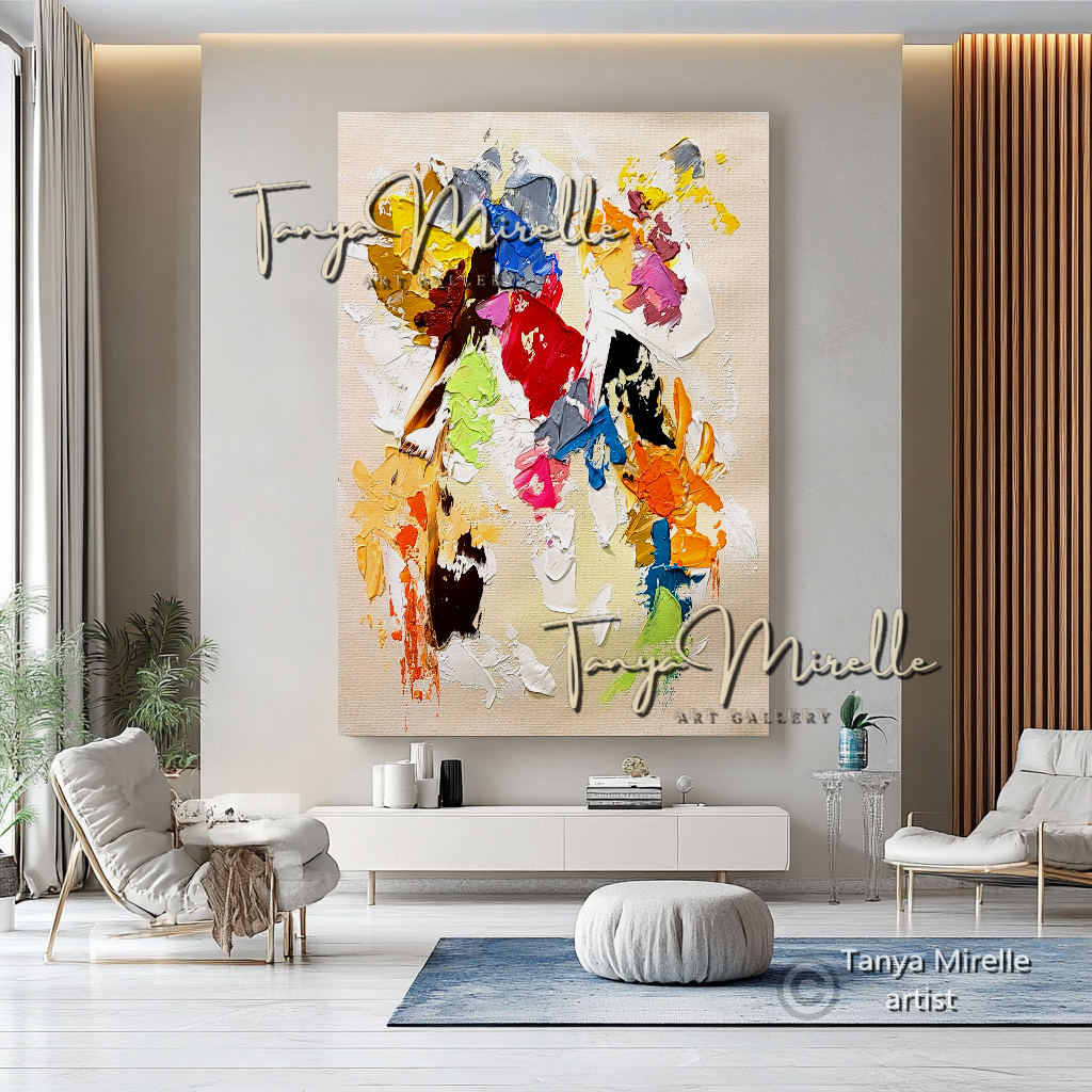 Colorful Abstract Impasto Painting - Textured Modern Wall Art #126