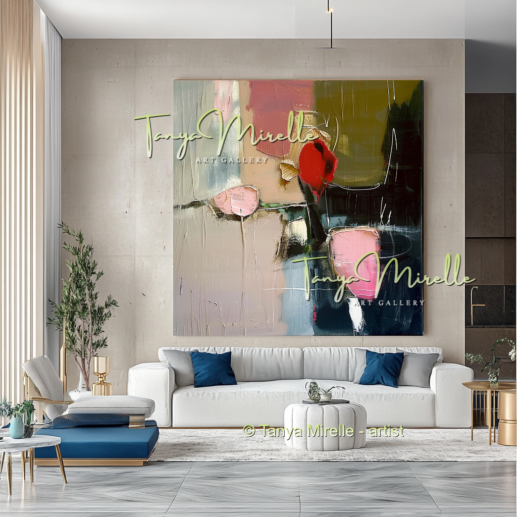 Floral Abstract Painting - Modern Flower Wall Art #161