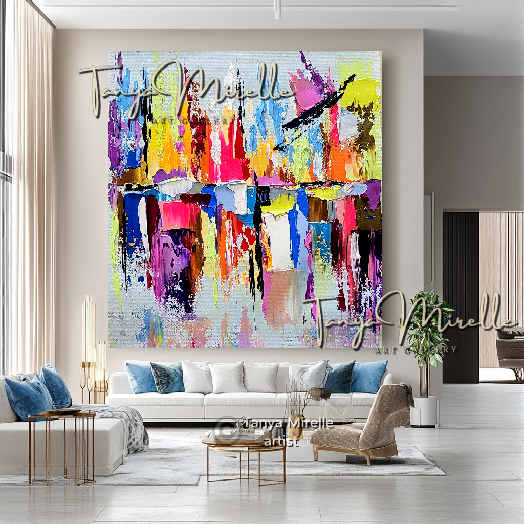 Vibrant Abstract Impasto Painting - Colorful Modern Wall Art #129