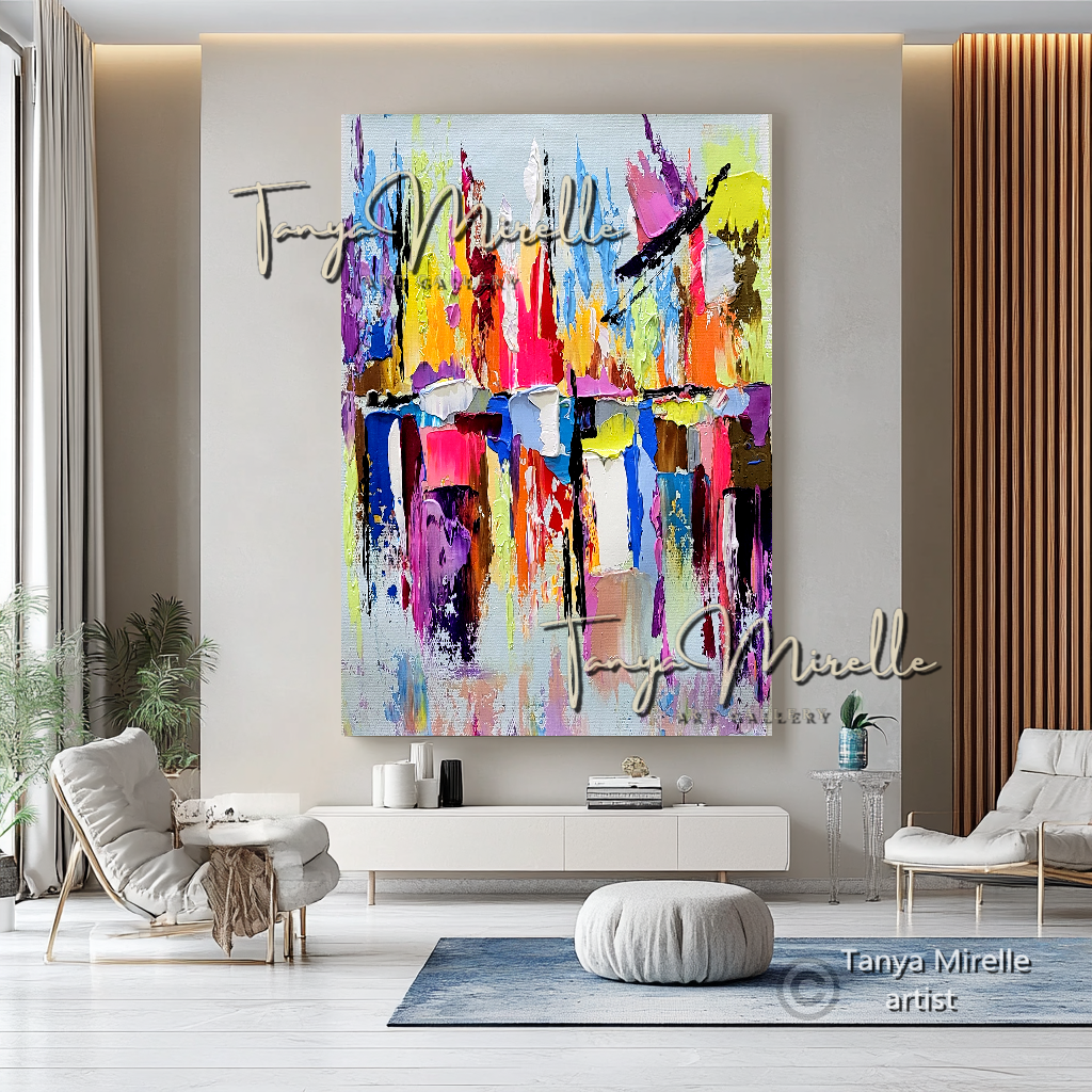Vibrant Abstract Impasto Painting - Colorful Modern Wall Art #129