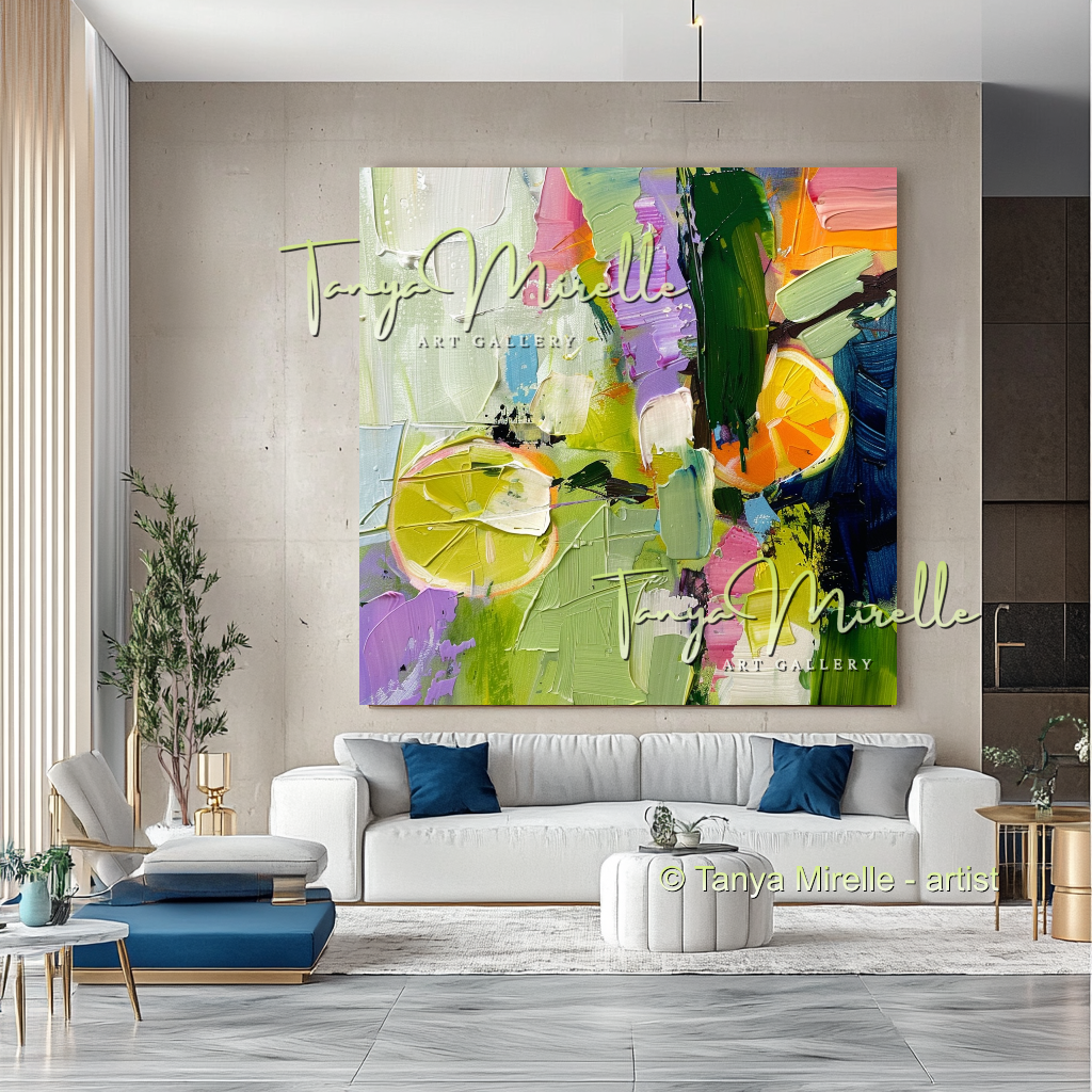 Colorful Abstract Fruit Painting, Kitchen Wall Decor #277