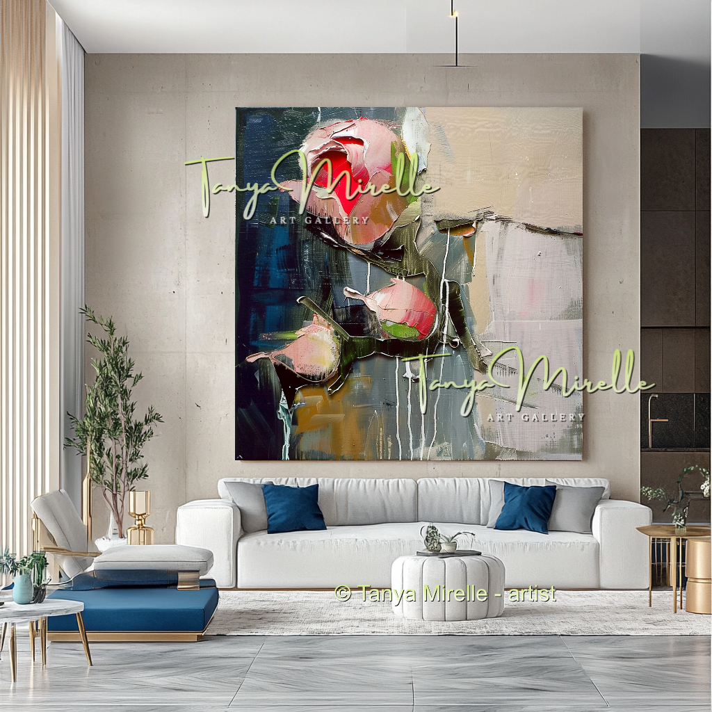 Floral Abstract Painting - Modern Flower Wall Art #161