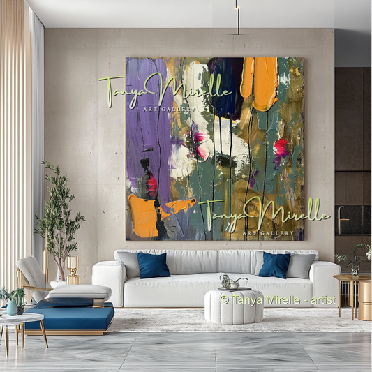 Green Gold Impasto Abstract Art - Modern Wall Art #191