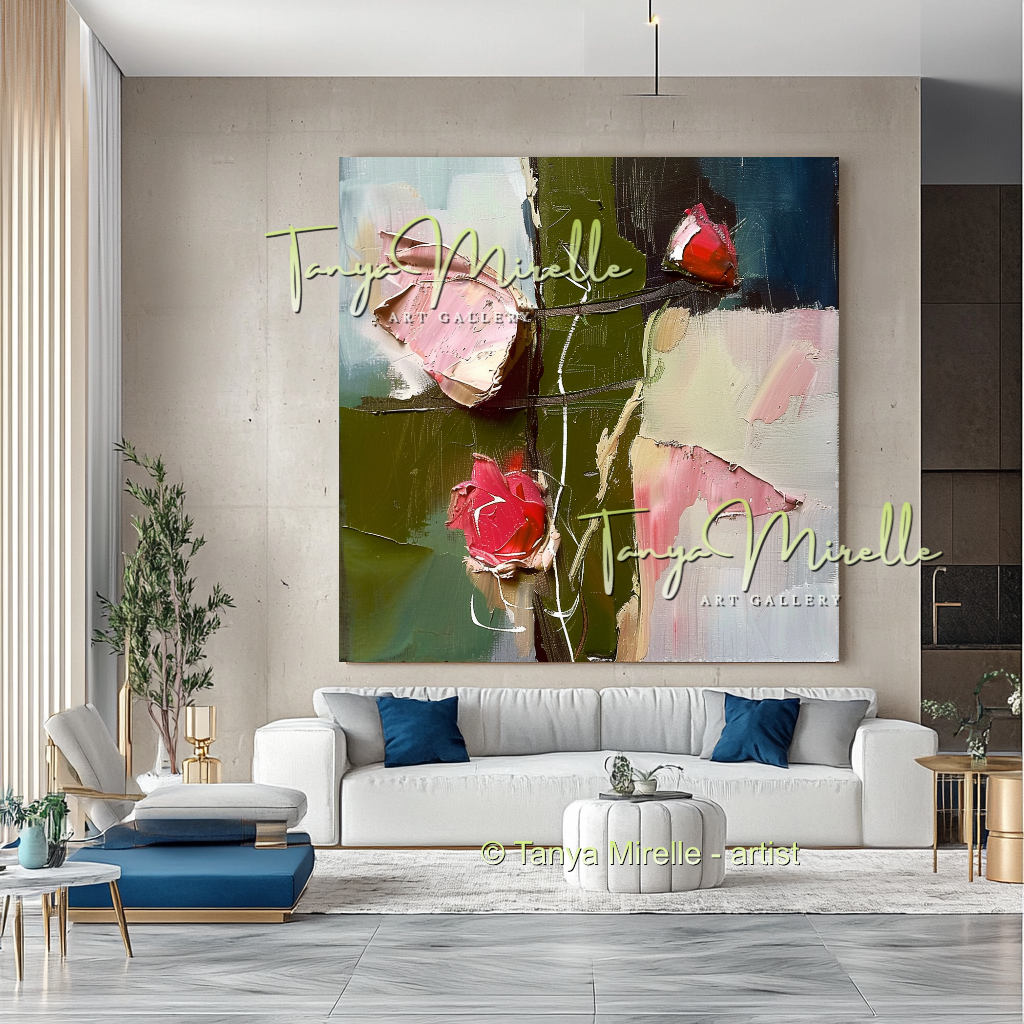 Floral Abstract Painting - Modern Flower Wall Art #162