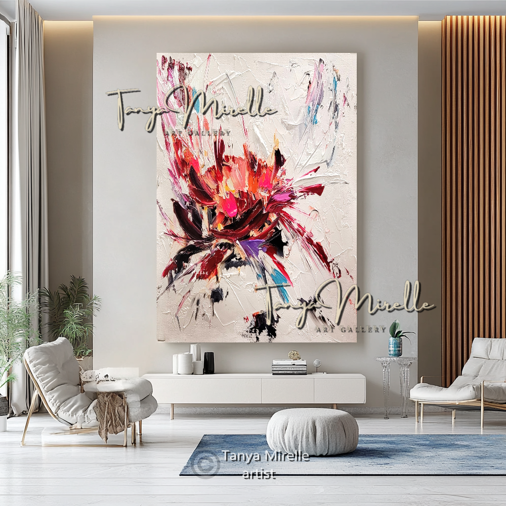 Abstract Floral Painting - Colorful Modern Wall Art Canvas #106