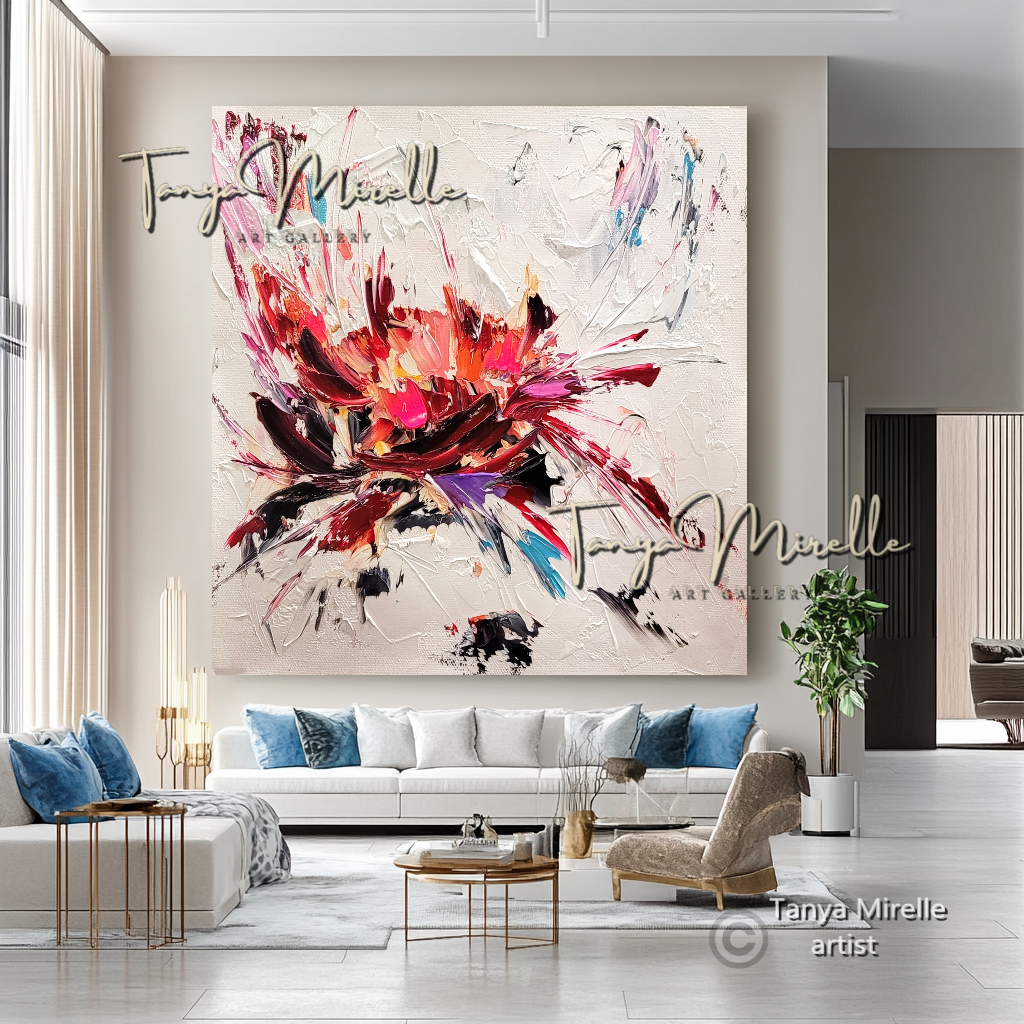 Abstract Floral Painting - Colorful Modern Wall Art Canvas #106