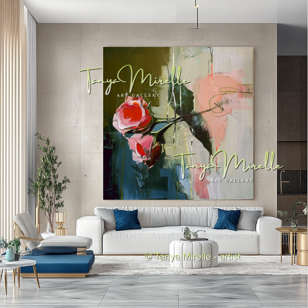 Floral Abstract Painting - Modern Flower Wall Art #162