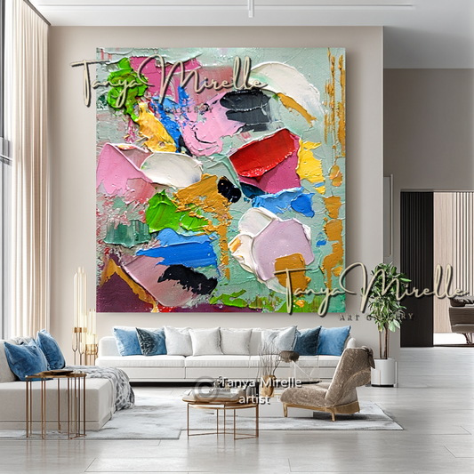 Vibrant Abstract Impasto Painting - Colorful Modern Wall Art #132