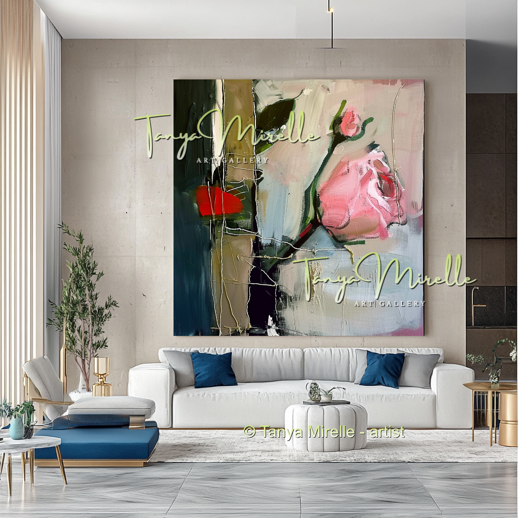 Floral Abstract Painting - Modern Flower Wall Art #162