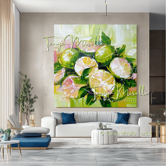 Citron Abstract Oil Painting Canvas, Kitchen Wall Decor #275