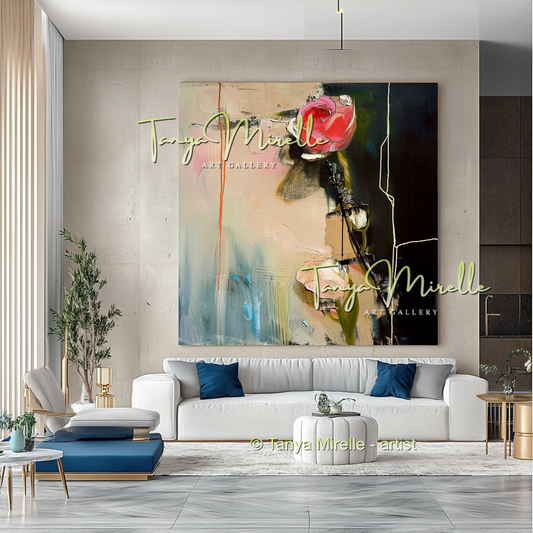 Floral Abstract Painting - Modern Flower Wall Art #162