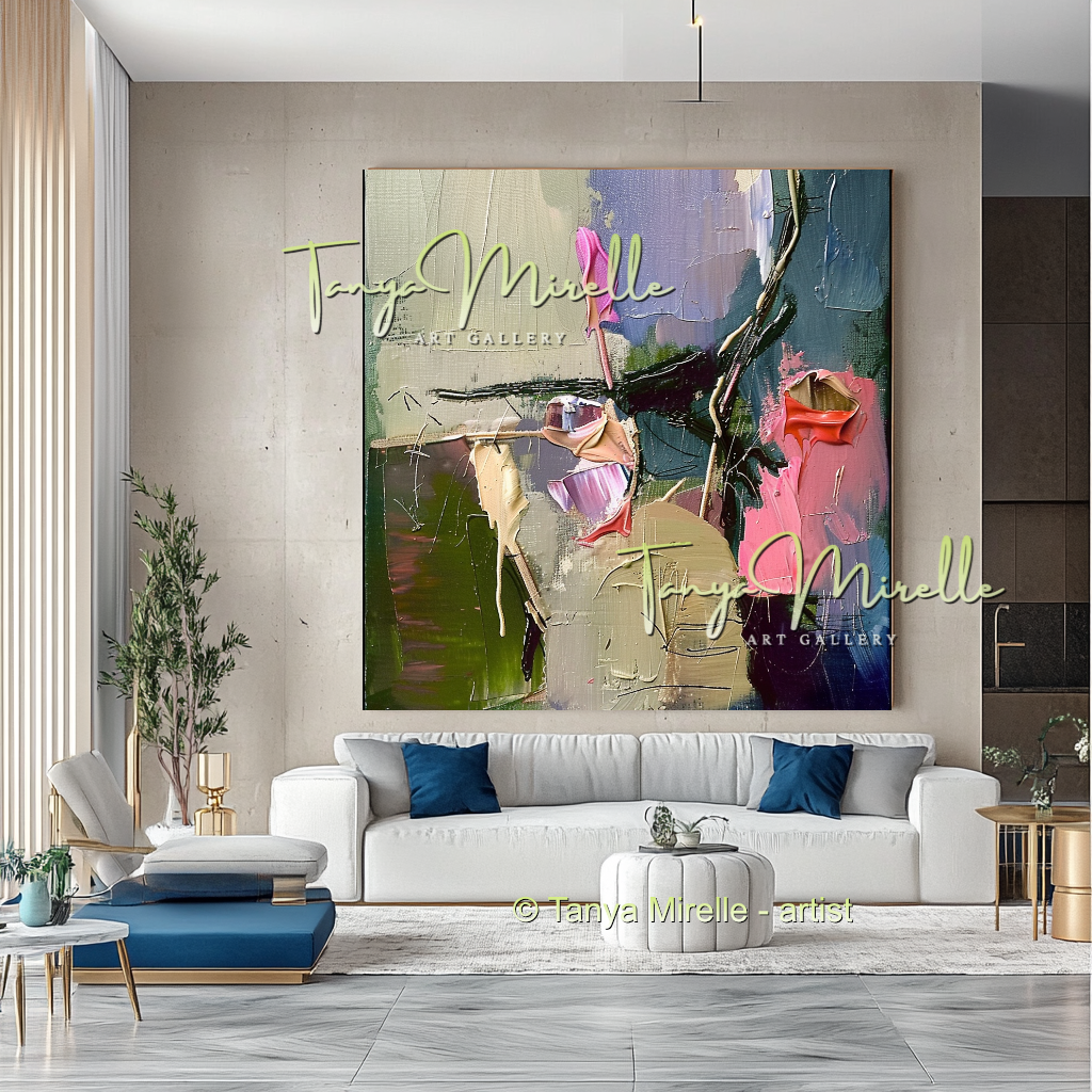 Floral Abstract Painting - Modern Flower Wall Art #163