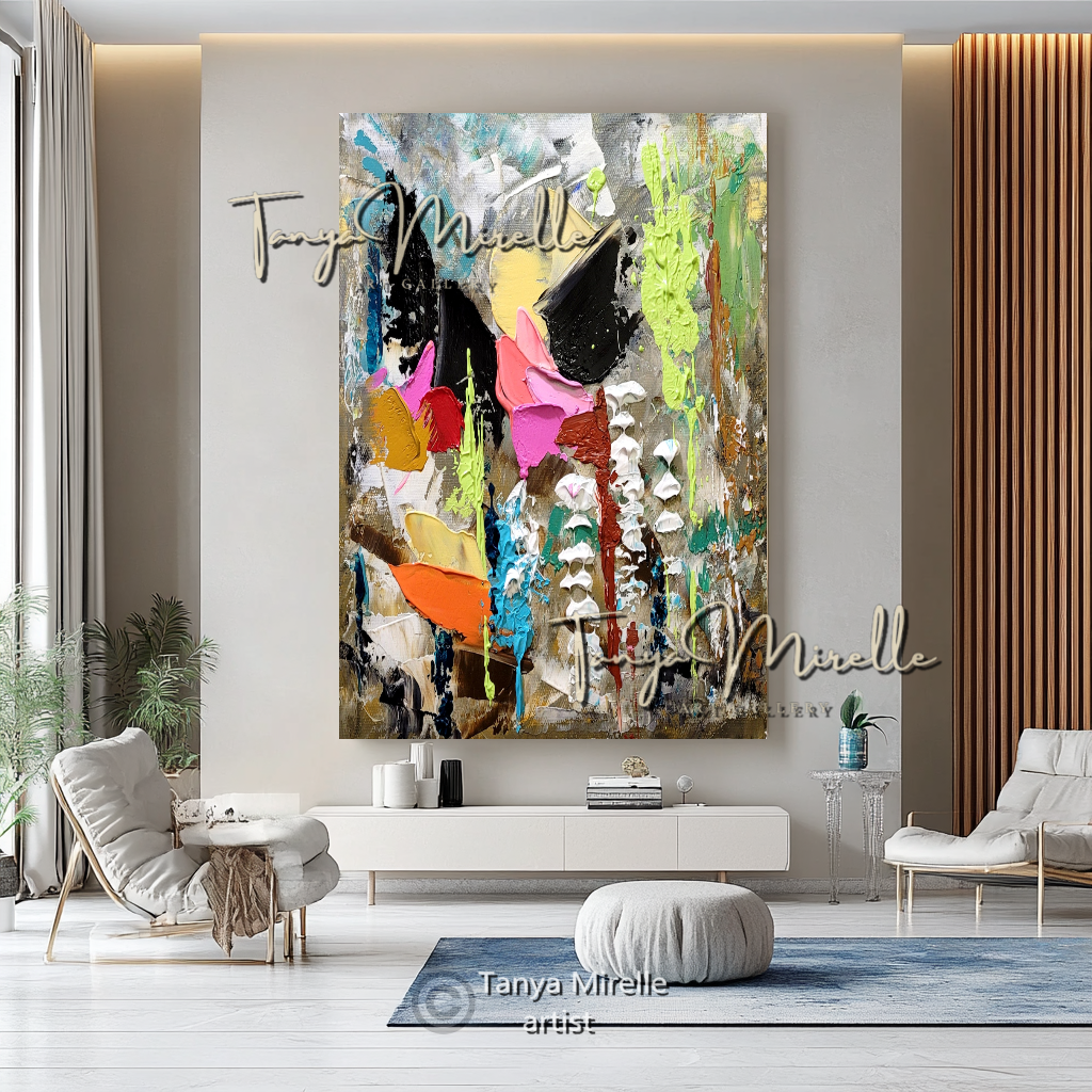 Large Abstract Impasto Painting - Textured Contemporary Wall Art Canvas #91