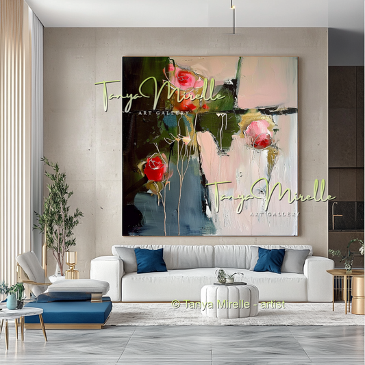 Floral Abstract Painting - Modern Flower Wall Art #163