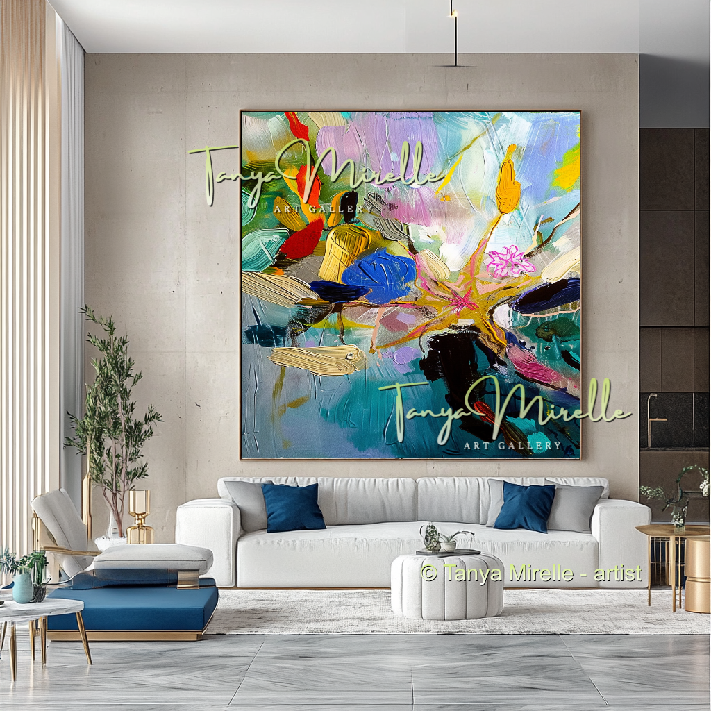Starfish Underwater Impasto Abstract Art - Modern Wall Art #192