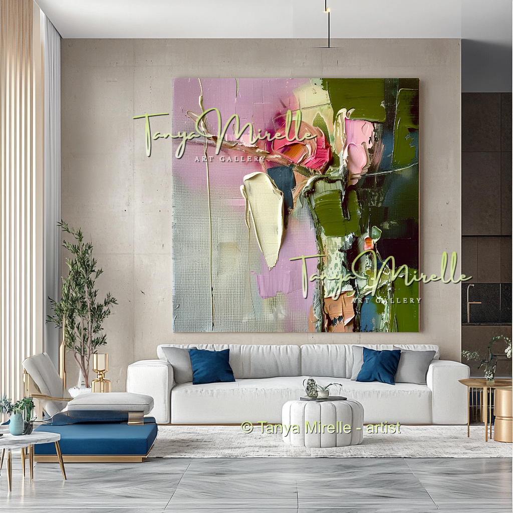 Floral Abstract Painting - Modern Flower Wall Art #163